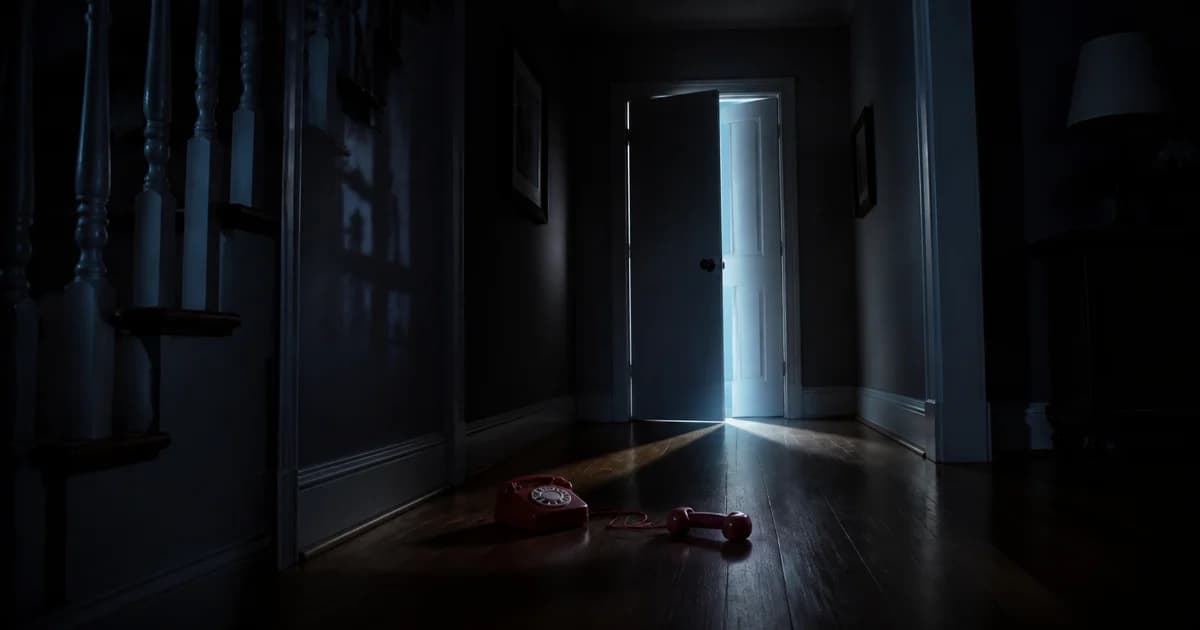 An original illustration of a frightened child reflected in a rain-streaked investigation room